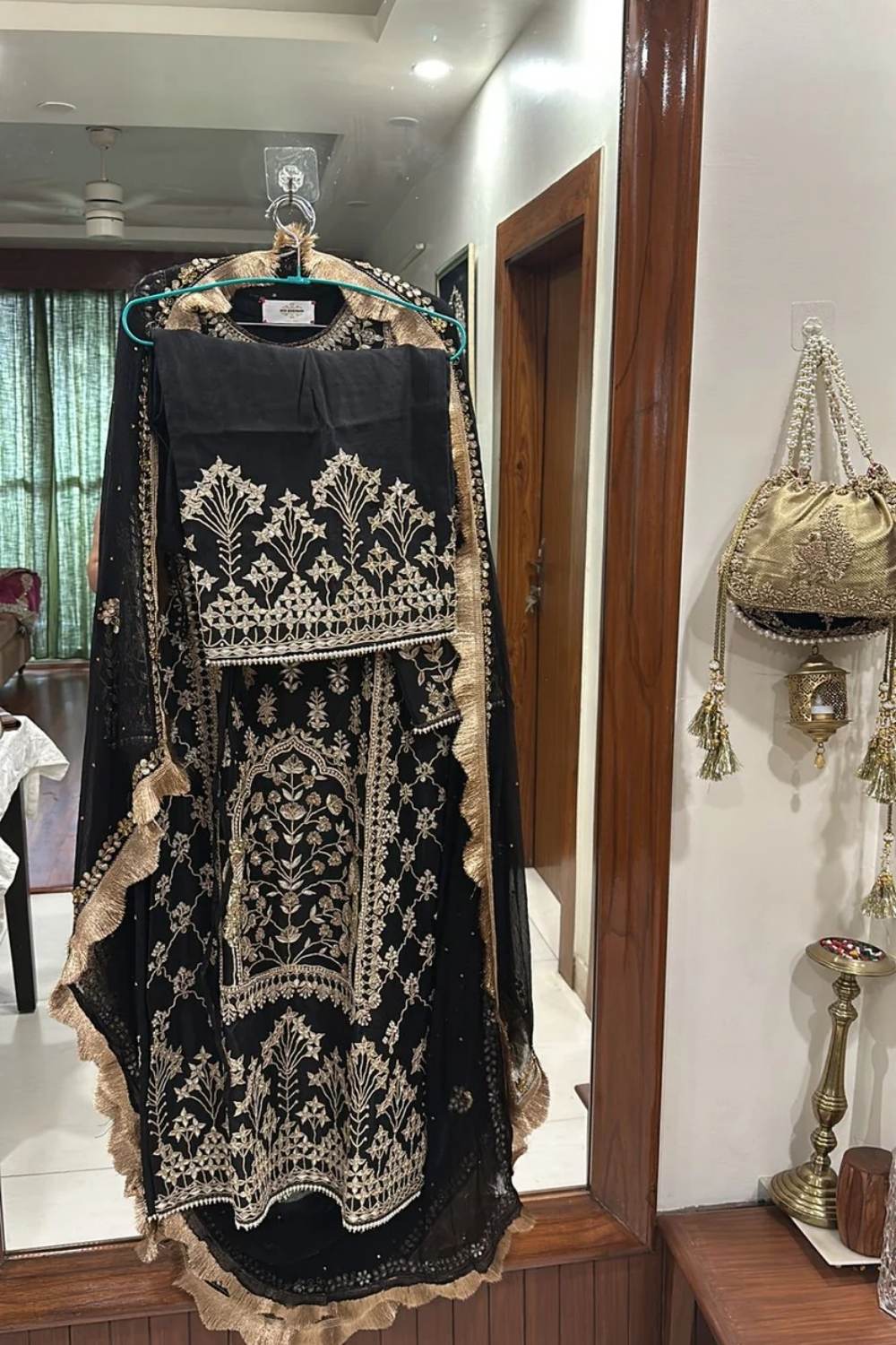 Black Chanderi Zardozi Couture Suit