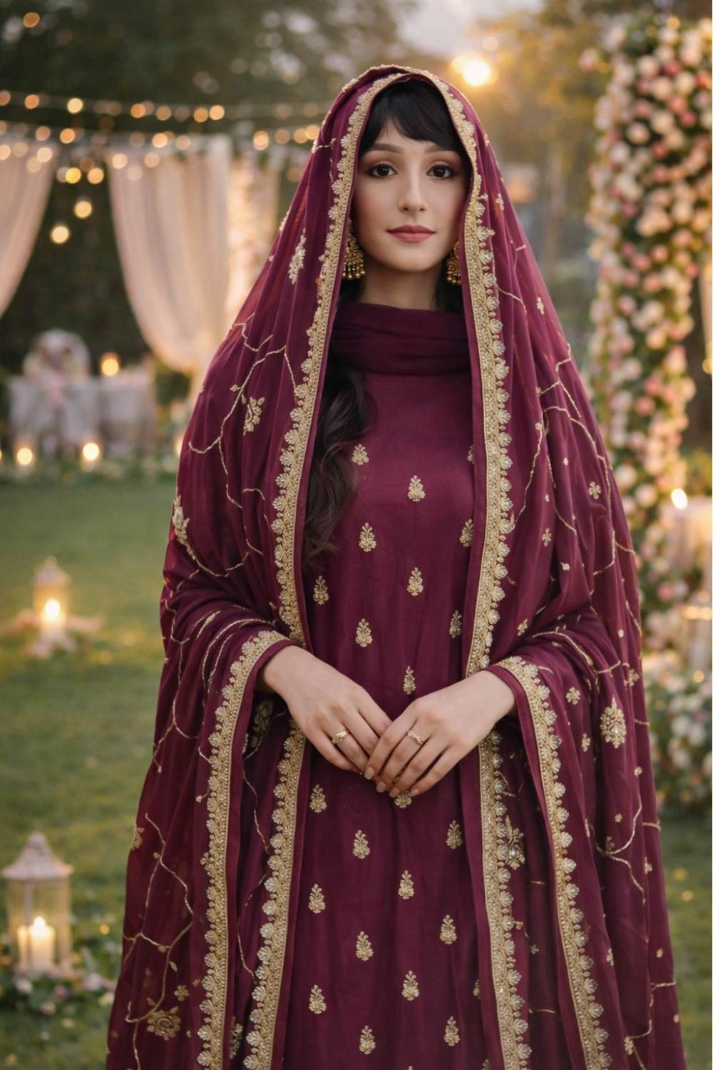 Hand-Embroidered Chanderi Ensemble