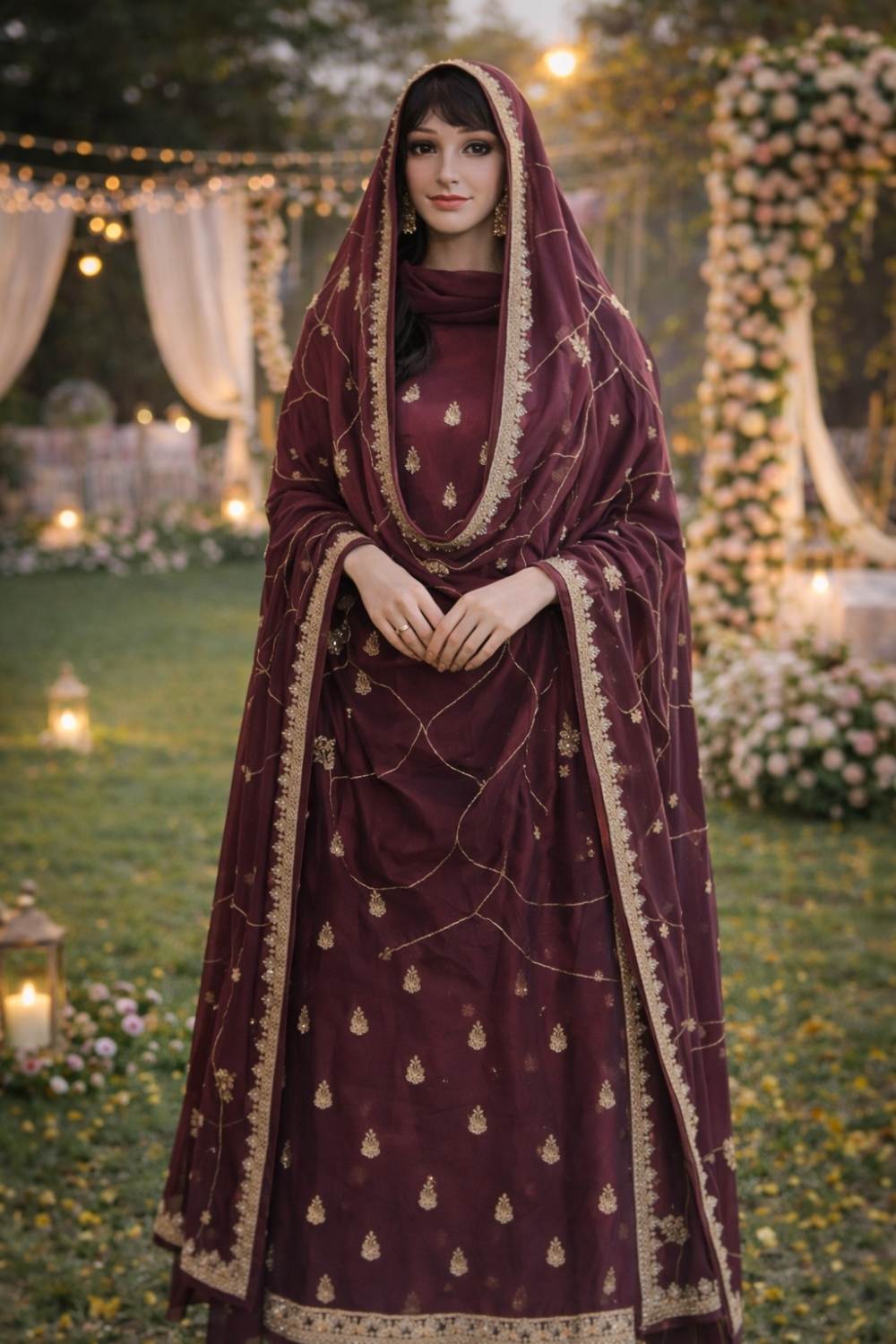 Hand-Embroidered Chanderi Ensemble