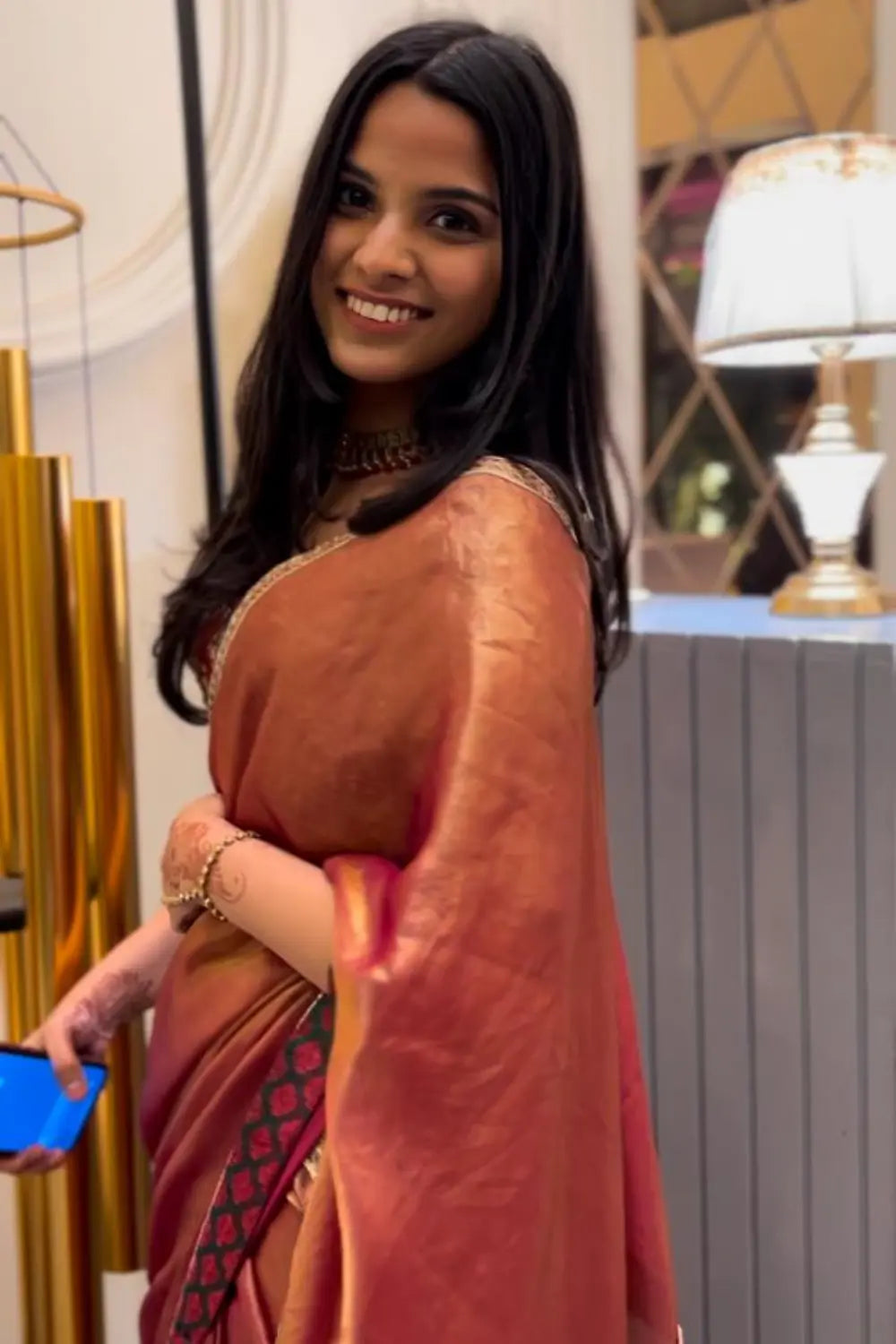 Rakta Kanchan Tissue Saree with Zardozi Heavy Blouse