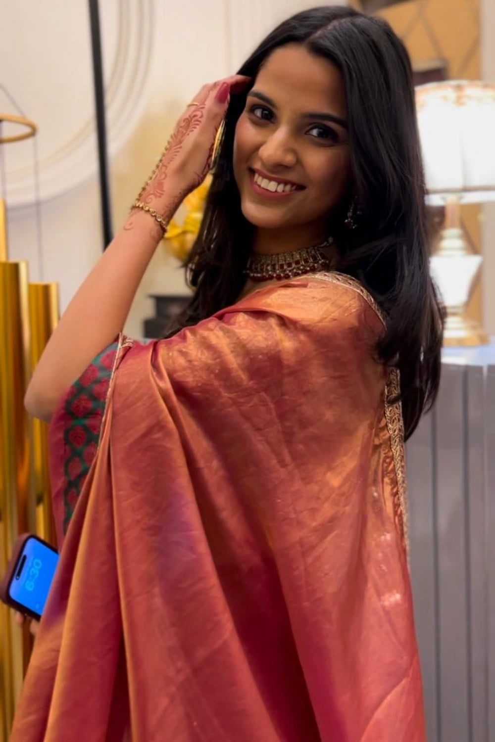 Rakta Kanchan Tissue Saree with Zardozi Heavy Blouse