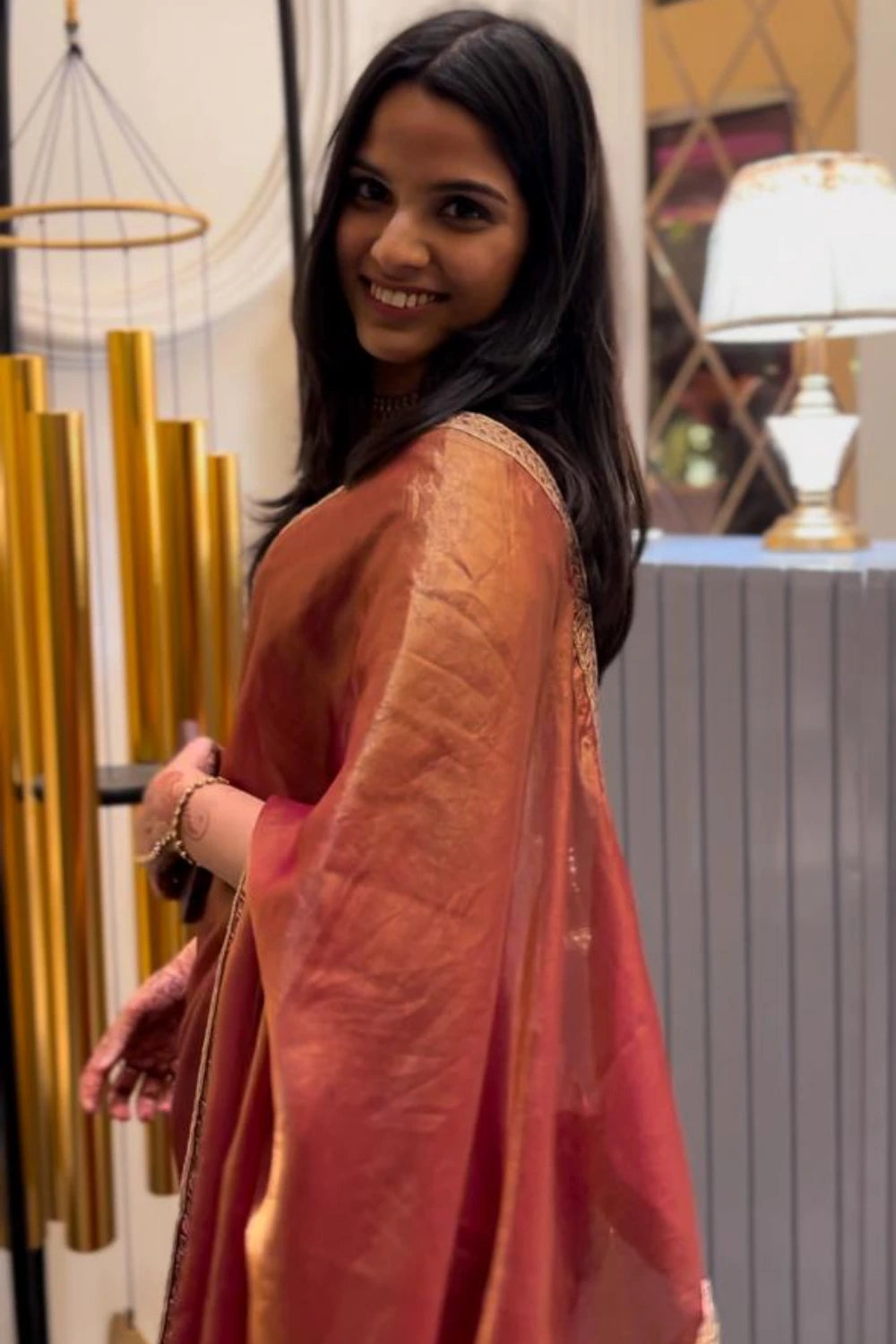 Rakta Kanchan Tissue Saree with Zardozi Heavy Blouse