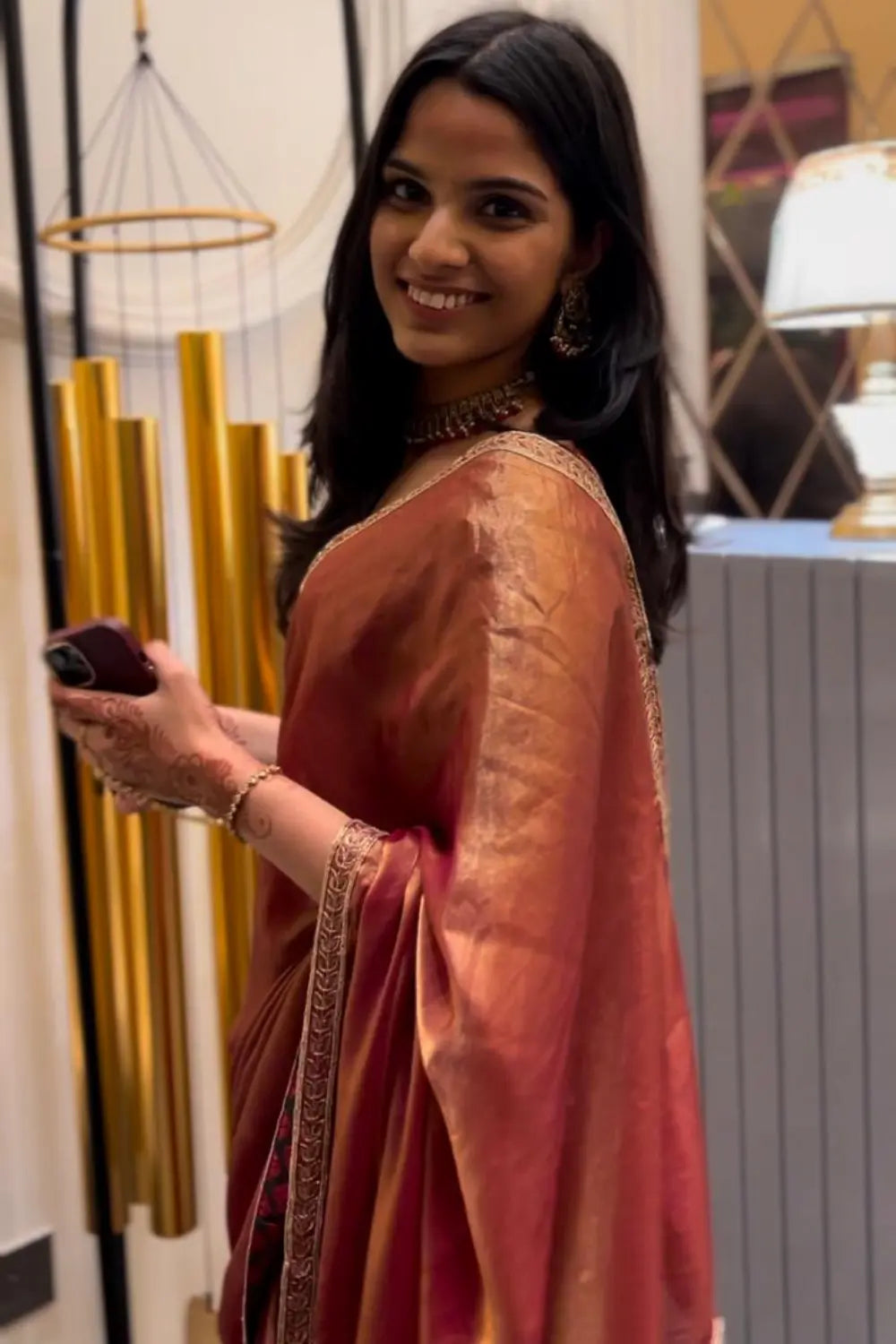 Rakta Kanchan Tissue Saree with Zardozi Heavy Blouse