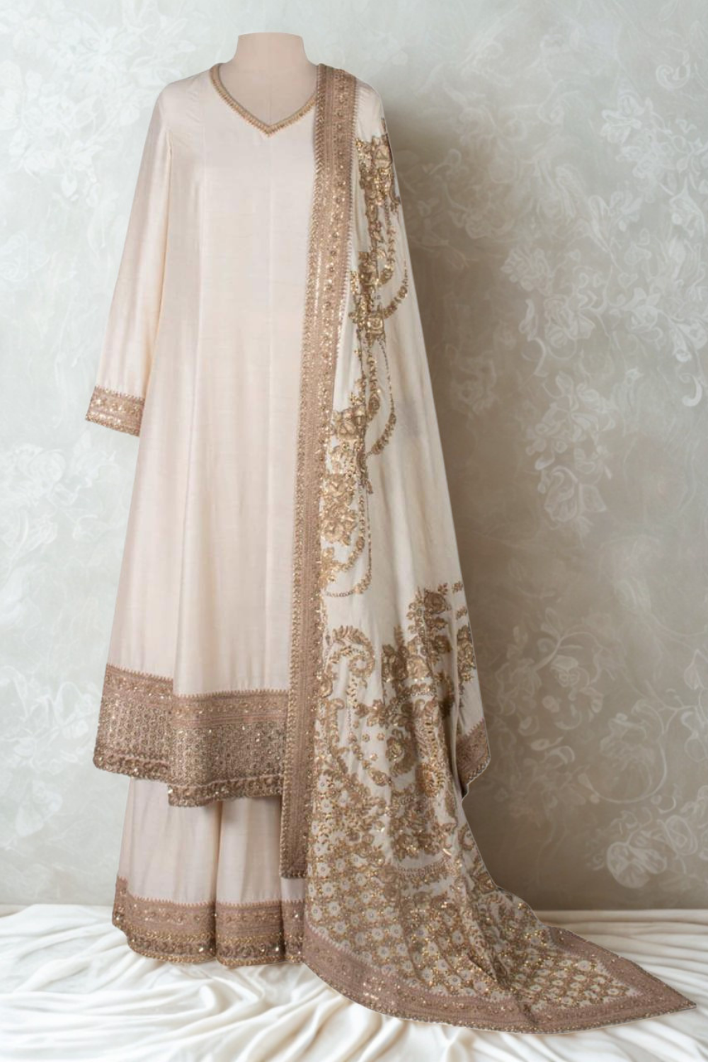 Ivory Noor | Heritage Hand-Embroidered Anarkali Set