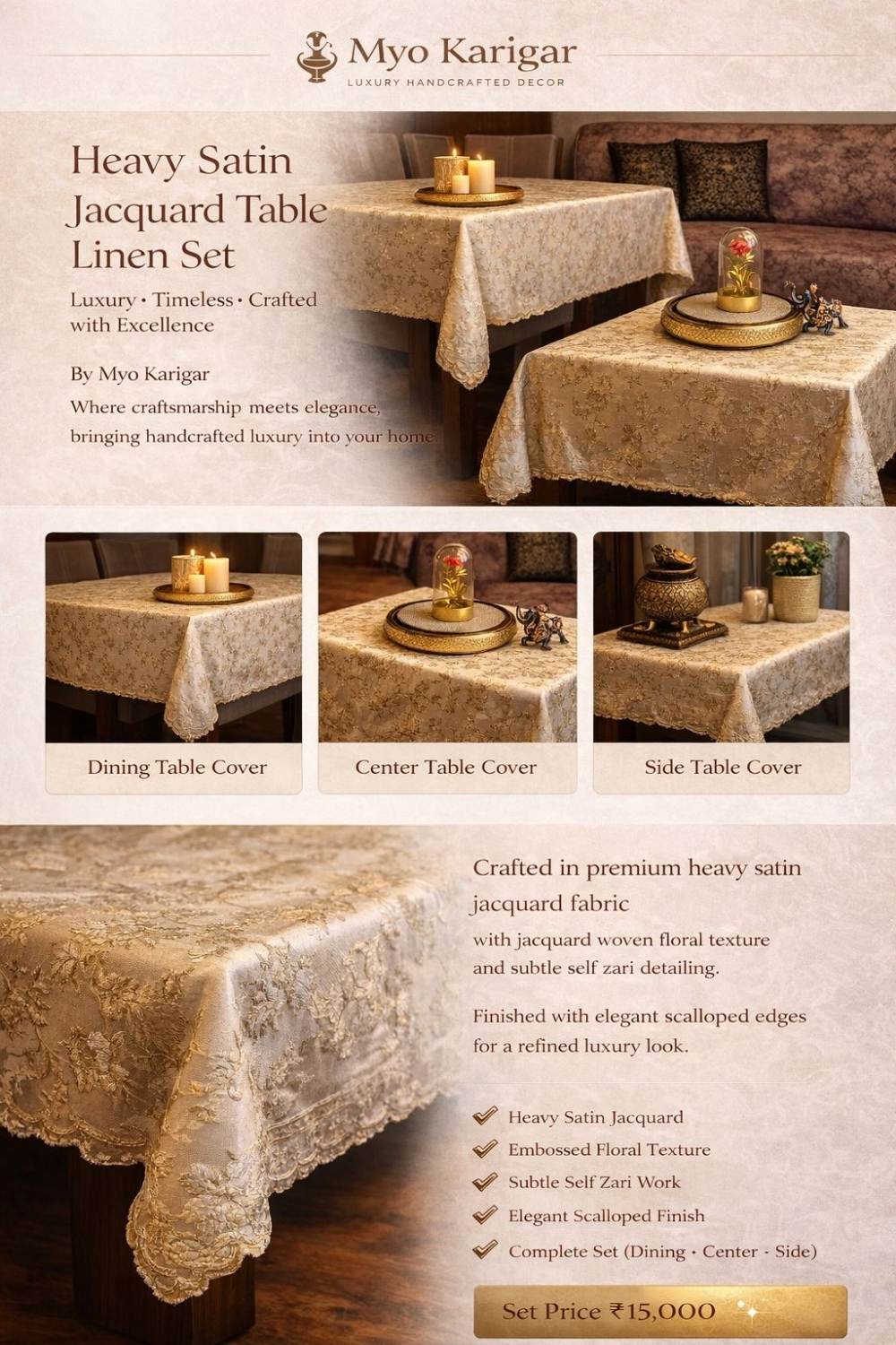 Heavy Satin Jacquard Table Linen Set