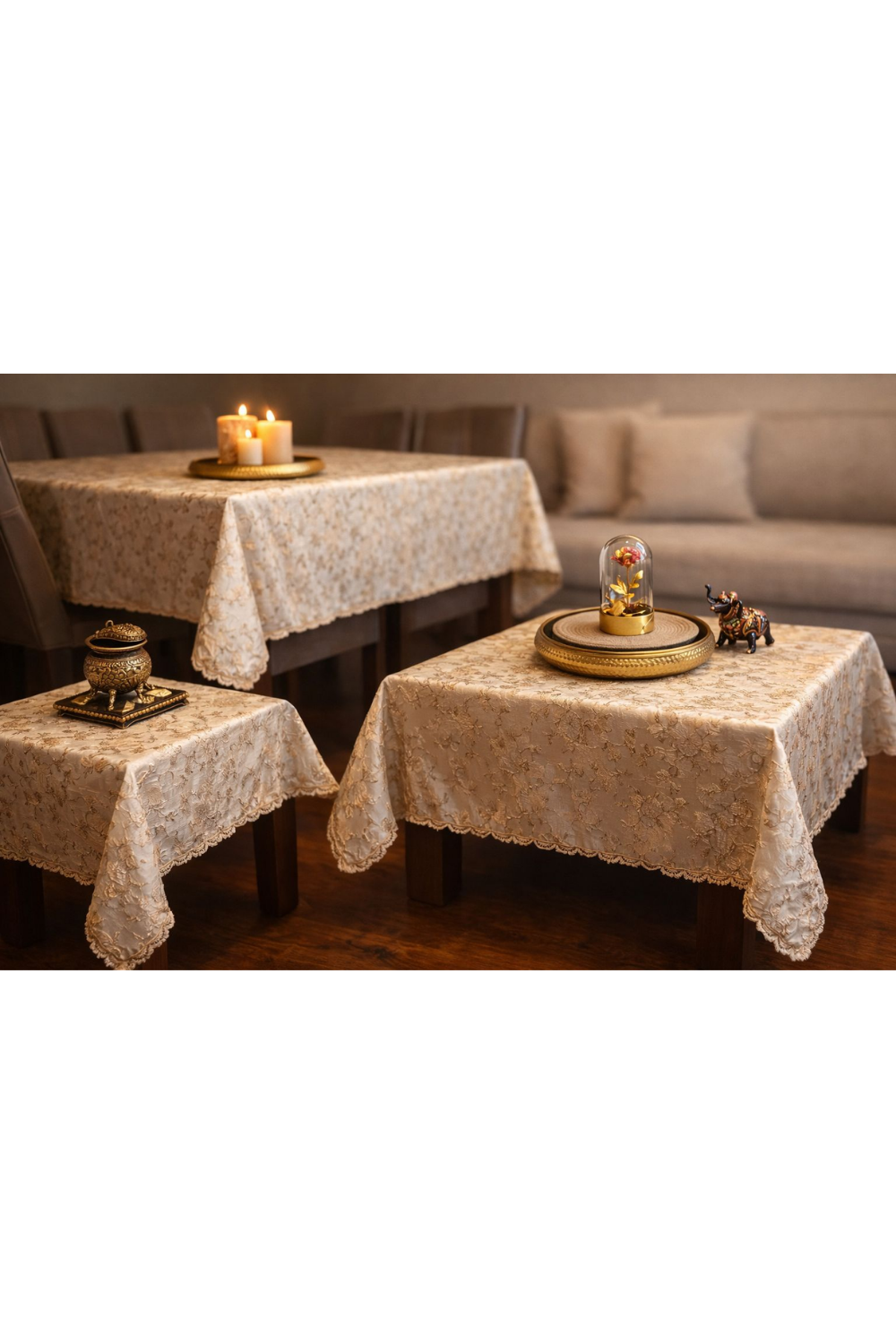 Heavy Satin Jacquard Table Linen Set