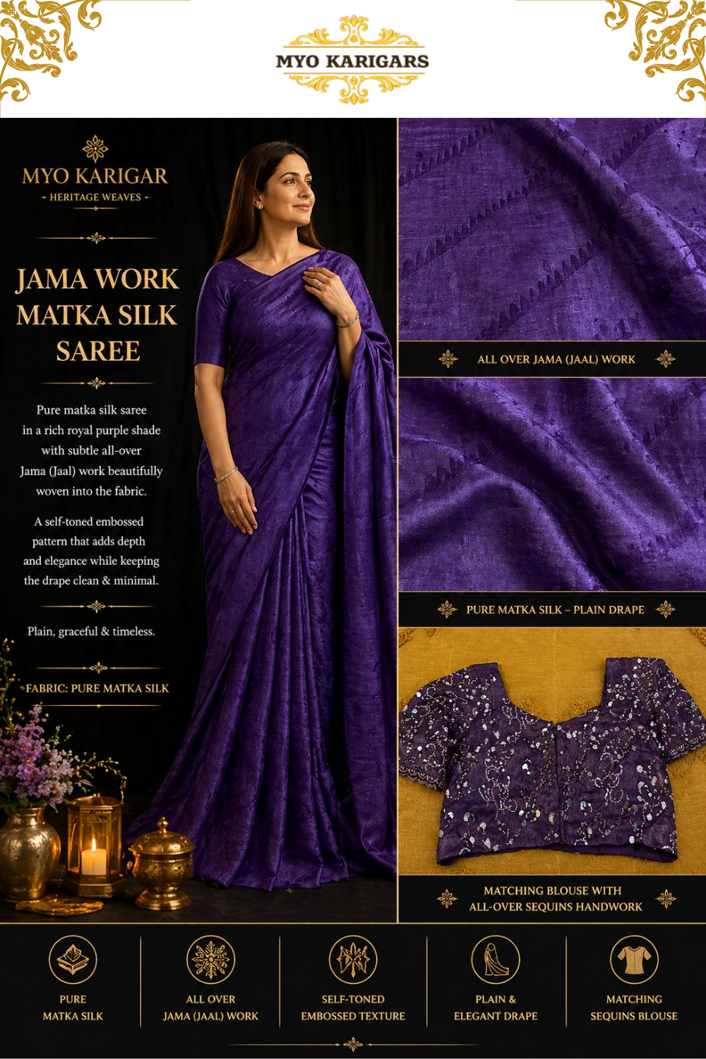 Jama Texture Matka Silk Saree