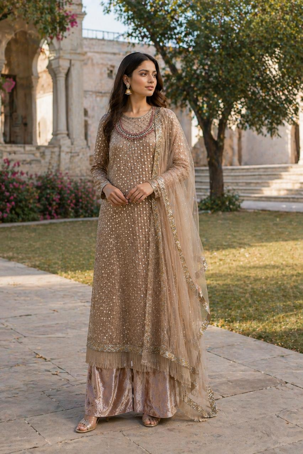 Sequins Jaal Kurta Set