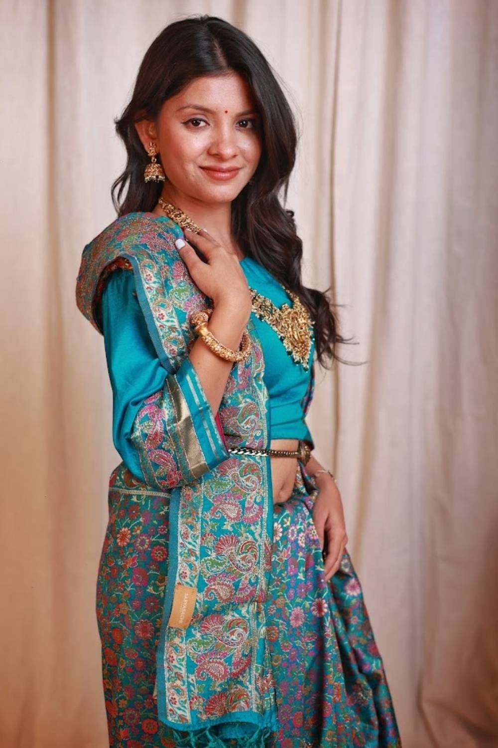 Teal Heritage | Machine-Woven Banarasi Silk Saree