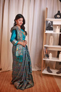 Teal Heritage | Machine-Woven Banarasi Silk Saree