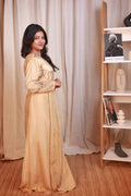 Ivory Gold Handcrafted Zardozi Statement Kurta with Lehenga Set
