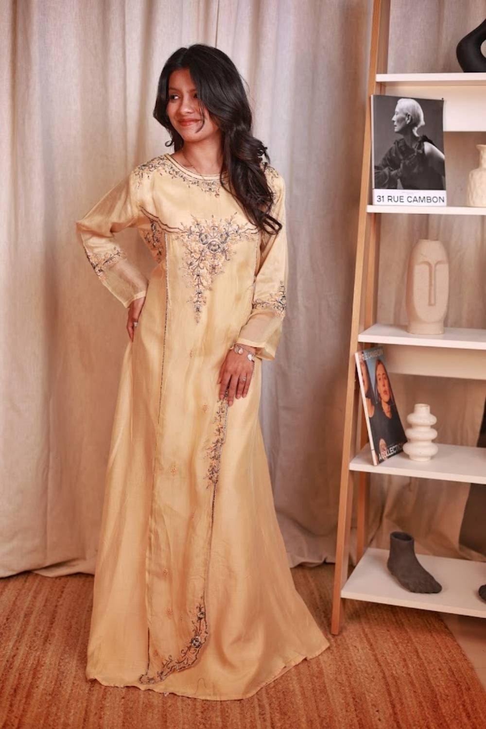 Ivory Gold Handcrafted Zardozi Statement Kurta with Lehenga Set