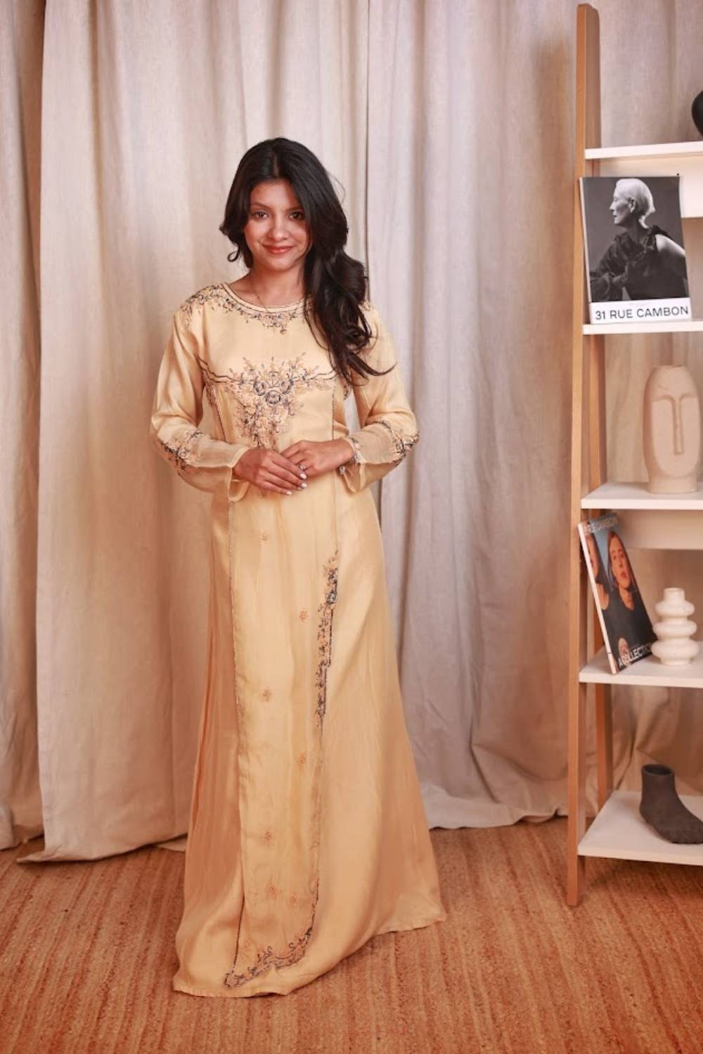 Ivory Gold Handcrafted Zardozi Statement Kurta with Lehenga Set