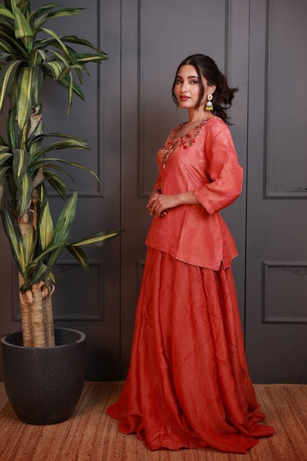 Gulnaar | Zardozi Thread & Cross Stitch Shimmer Kurta Set
