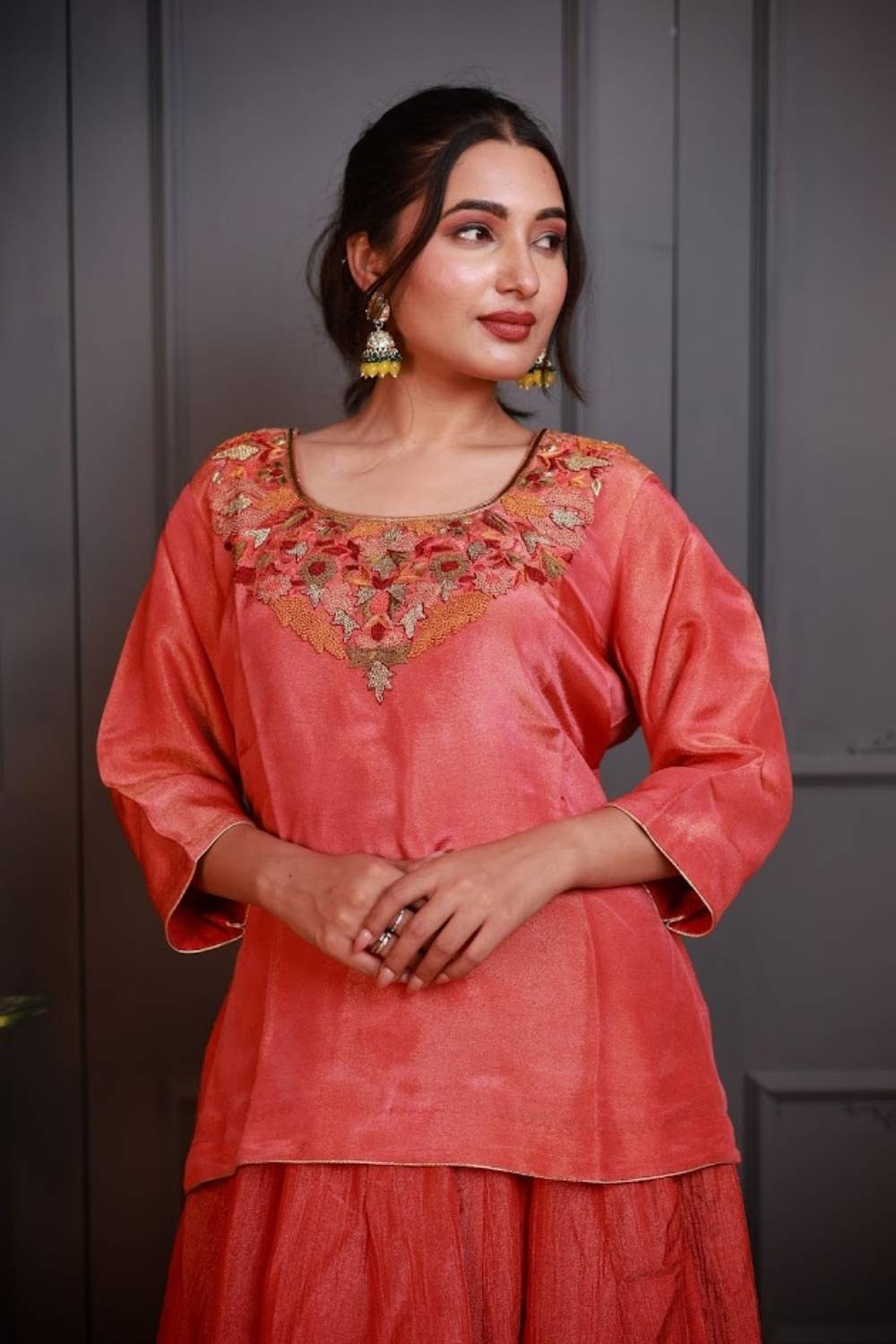 Gulnaar | Zardozi Thread & Cross Stitch Shimmer Kurta Set