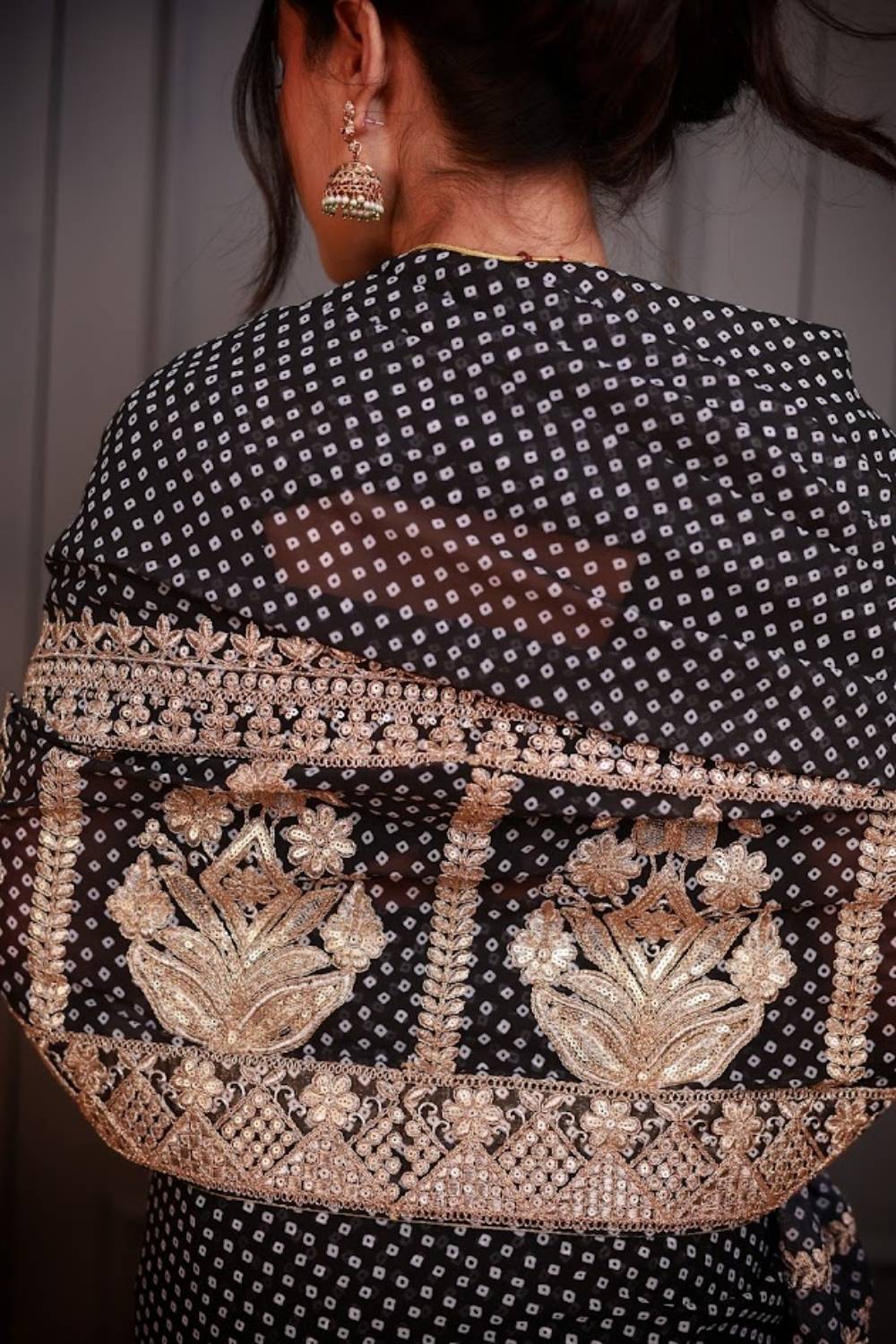 Zar-e-Siyah | Black Georgette Saree with Heritage Gold Border