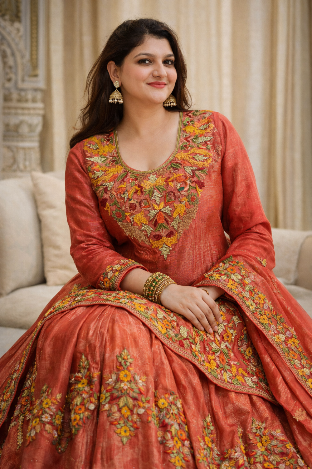 Noor Silk Tissue Hand-Embroidered Suit