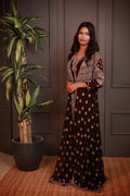 Zarqash | Handcrafted Zari Embroidered Shrug Gown Set