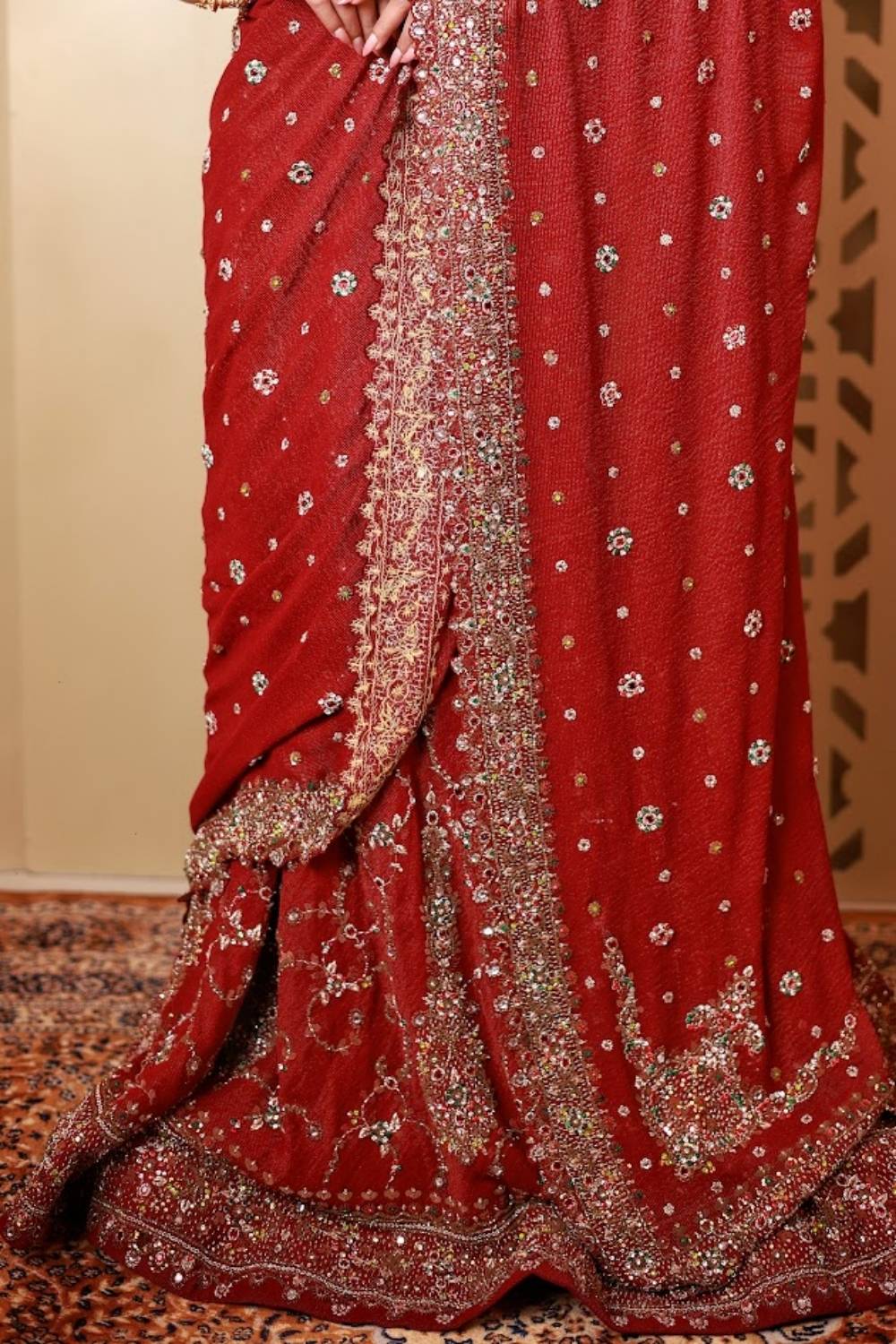 Royal Meenakari Zardozi Lehenga Saree | Heritage Bridal Drape