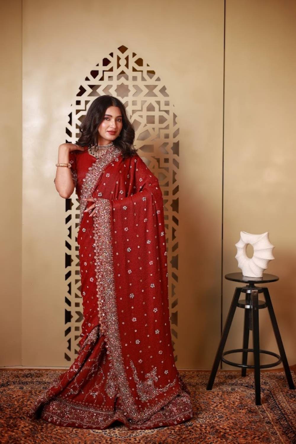 Royal Meenakari Zardozi Lehenga Saree | Heritage Bridal Drape