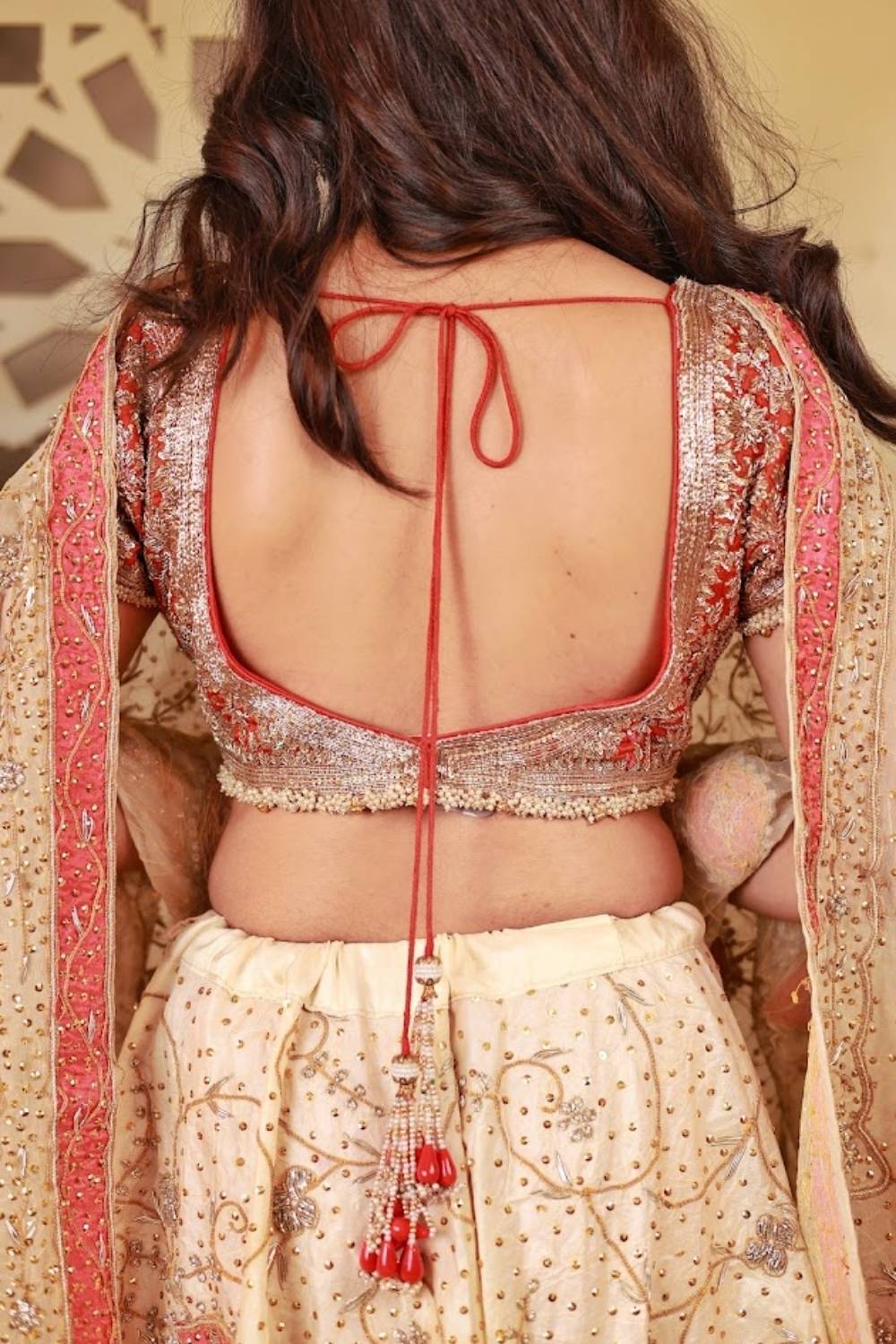 Gulnaar Tussar Silk Zardozi Bridal Lehenga Set