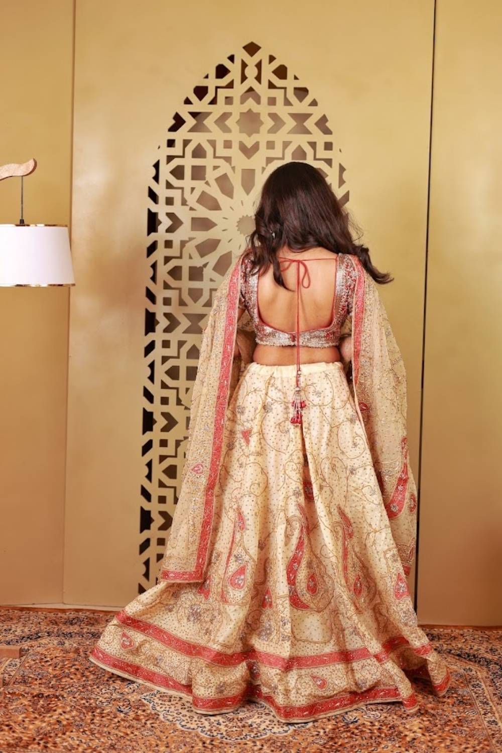 Gulnaar Tussar Silk Zardozi Bridal Lehenga Set