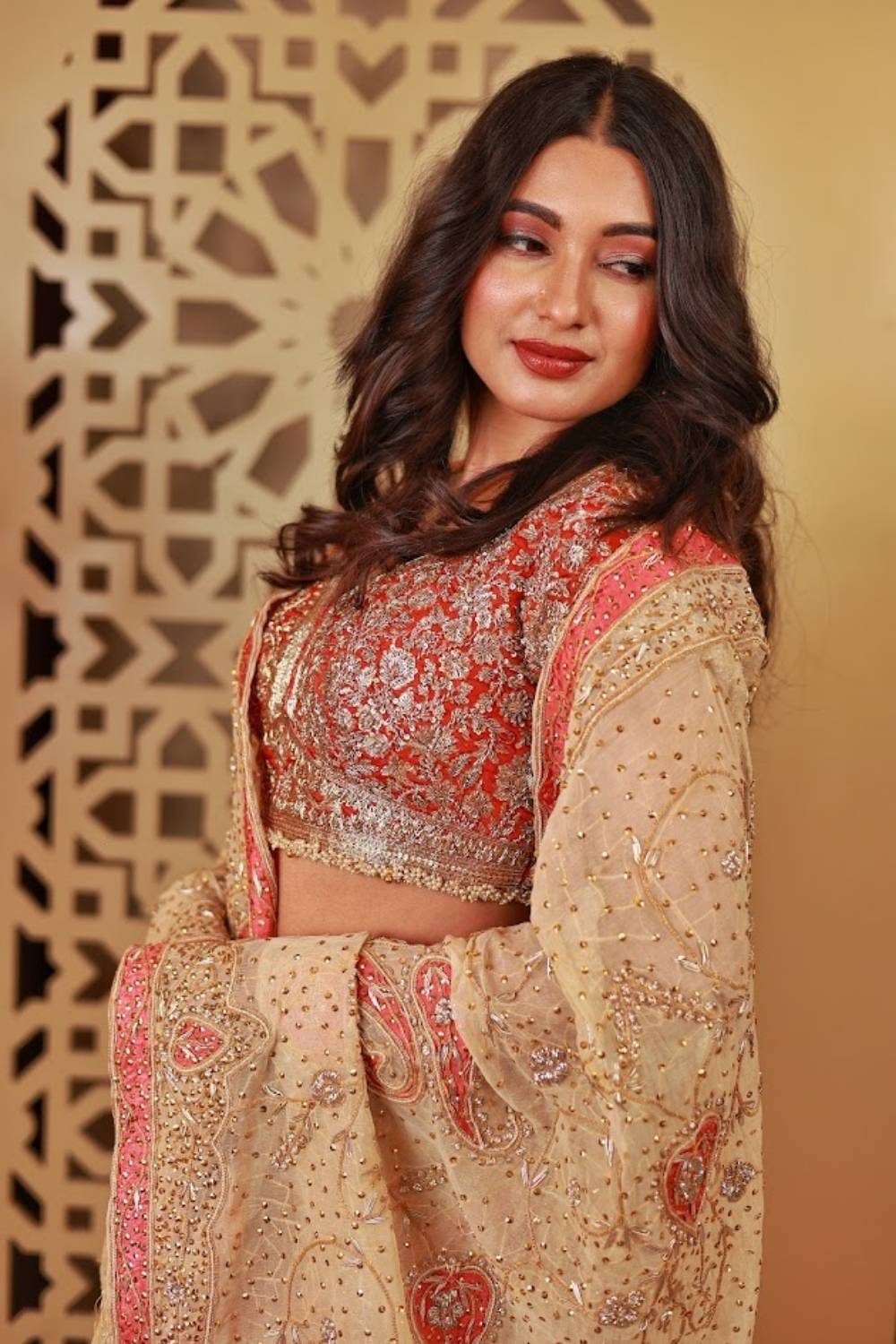 Gulnaar Tussar Silk Zardozi Bridal Lehenga Set
