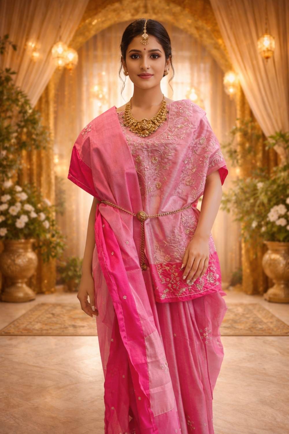 Blush Heritage Silk Saree & Structured Blouse Set