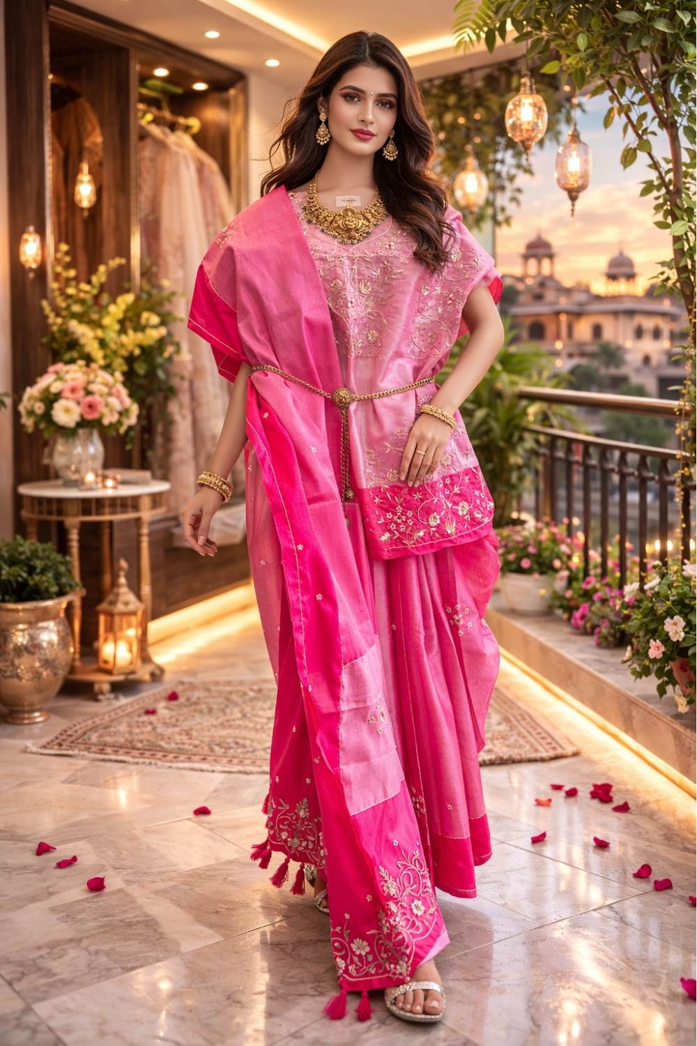 Blush Heritage Silk Saree & Structured Blouse Set