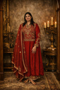 Crimson Royal Zardozi Anarkali Set