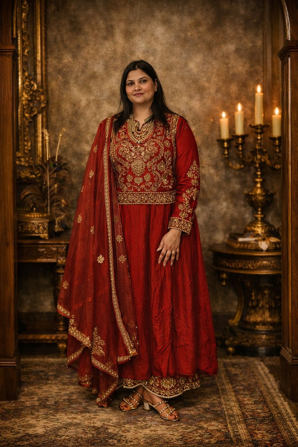 Crimson Royal Zardozi Anarkali Set