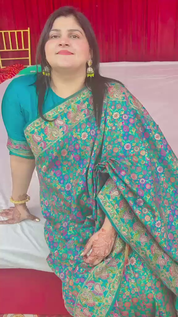 Niladri Heirloom | Royal Blue Pure Silk Saree with All-Over Artistry