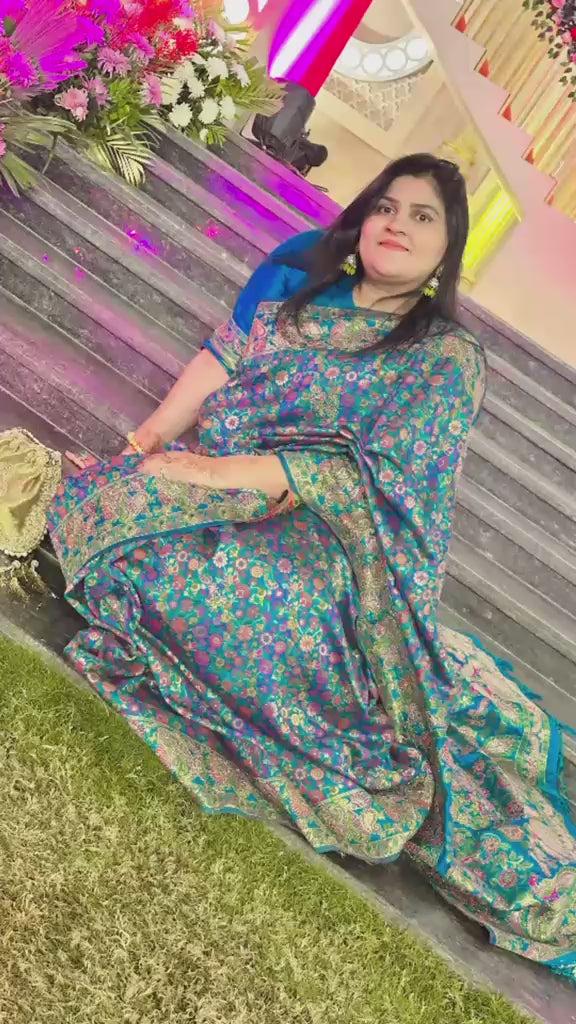 Niladri Heirloom | Royal Blue Pure Silk Saree with All-Over Artistry